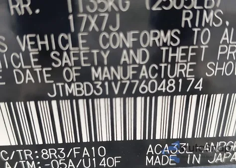 2007 Toyota Rav4 Limited from USA, damaged, VIN JTMBD31V776048174